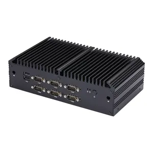 Qotom 6 RS232 COM 6 USB 2 RJ45 2,5G LAN Mini PC 10th Gen Core i7 10710U Linux Industrial sin ventilador POS máquina de Mini computadora pc