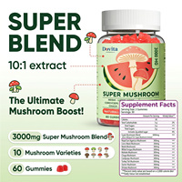Gomitas Veganas Orgánicas con Hongos, Marca USA OEM, Melena de León, Reishi, Chaga, Cordyceps, Certificadas GMP, Sin OMG, Mezcla Natural de Espectro Completo