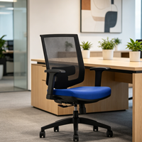 Chaise de bureau ergonomique à dossier mi-haut en PU et tissu maillé, avec roulettes, pour la maison et le bureau – Vente directe usine