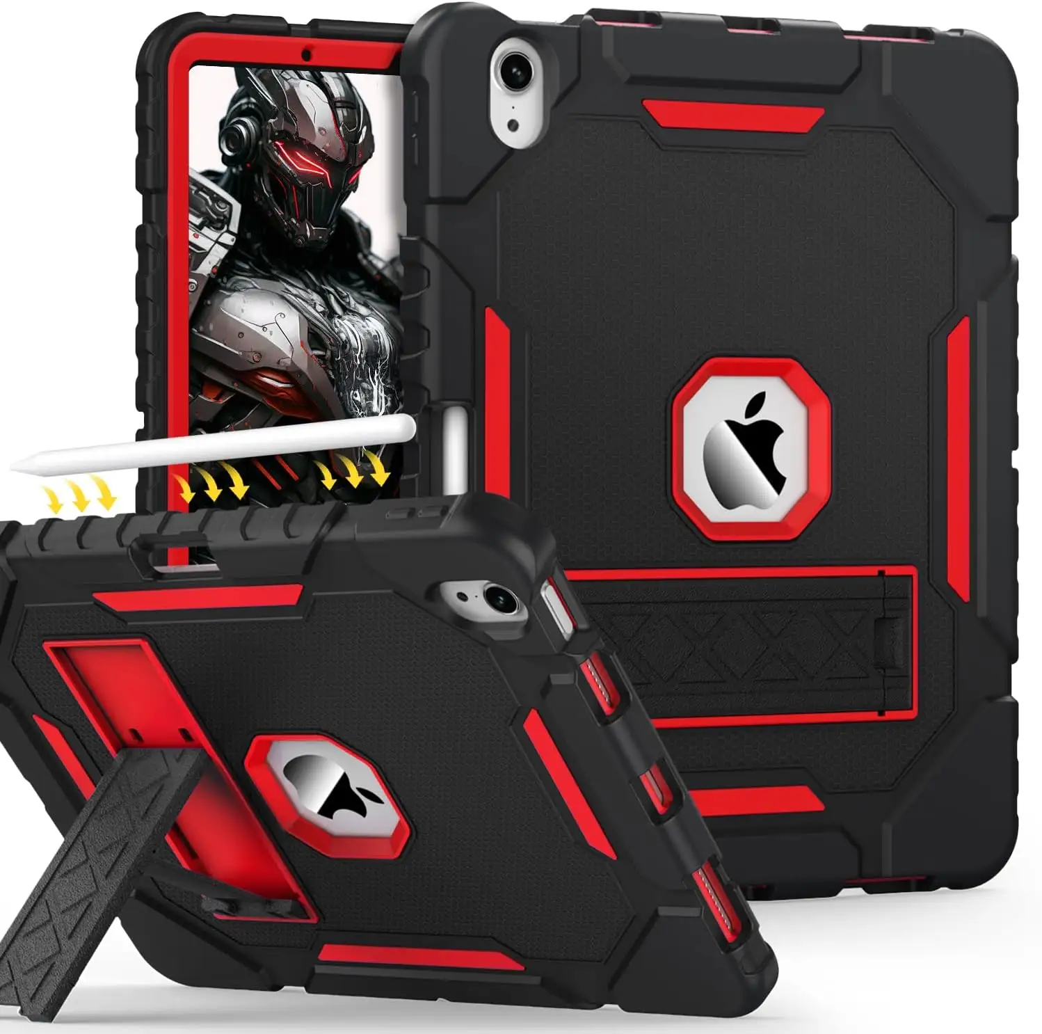 New 3 IN 1 Heavy Duty Silicone Rugged Tablet Case for iPad Case 11 inch 2024 Shockproof Protective Cover for iPad Air 6/5/4