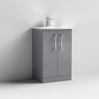 Meuble de rangement de chambre à coucher moderne et luxueux avec vasque et armoire latérale, finition laquée