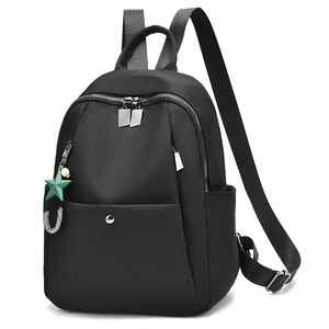<b>Mini</b> Black Softback <b>Backpack</b> With Zipper Closure Waterproof Microfiber Leather Casual Daily Use Women's Small Capacity 5-10L - Product Image 4
