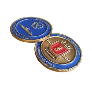 Free Sample 3D Soft Enamel Stamping Coins Badge Emblem Custom Souvenir Chile Honor Awards Party Club Challenge Coin