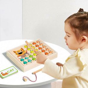 Creative Fine Motor Skill Toy ABC <b>Alphabet</b> Color Sorting <b>Puzzle</b> Spelling Letters Cognition Wooden Magnetic Fishing Game - Product Image 2