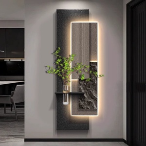 Pintura Decorativa de Lujo para Entrada de Casa, Fondo con Textura de Arenisca, Mural 3D Avanzado con Lámpara, Arte Mural - Product Image 1