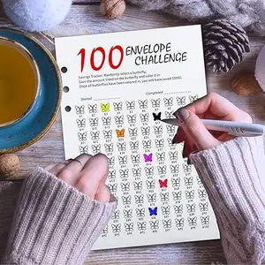 100 Envelopes Saving Challenge Binder Card Book A5 Money Saving Budget Binder With 100 Cash Envelope