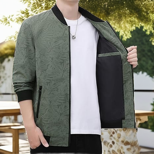 Chaquetas de bombardero de manga larga de moda informal para hombre de poliéster 100% personalizadas, chaqueta de trabajo cómoda con cremallera de alta calidad, más invierno - Product Image 3