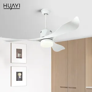 Потолочный вентилятор HUAYI 52 дюйма, Современное украшение для гостиной, 3 ABS, белые лопасти, светодиодный потолочный вентилятор, светильник