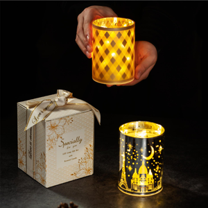 <b>Christmas</b> Home <b>Decor</b> Gift Factory Wholesale Custom Glass Jar Gold Scented Candles Luxury with <b>LED</b> Light and Custom Logo - Product Image 5