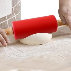 Hot Sale Mini Silicone <b>Rolling</b> Pin Silicone Easy to Clean Children's <b>Rolling</b> Pin Creative Kitchen <b>Tools</b> With Wooden Handle - Product Image 3