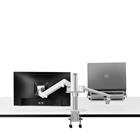 Support vertical ergonomique en alliage d'aluminium avec ressort à gaz pour ordinateur portable et moniteur à double bras