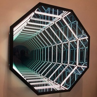 Miroir triangulaire infini moderne à LED avec changement de couleur, décoration murale avec design géométrique 3D en tunnel RGB