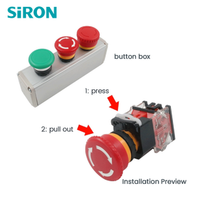 SiRON H017(C) Interruptor de Botón de Parada de Emergencia de Seguridad de 22mm, 250V, Rojo, Industrial, Momentáneo, IP40, Anillo Iluminado - Product Image 3