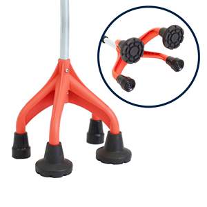 Bastón Ergonómico y Ajustable de 4 Patas, Bastón Rojo de 4 Soportes, Hecho en España KMINA K10071 - Product Image 5