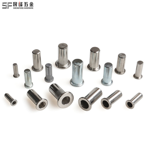 Écrous à riveter à trou <span class=keywords><strong>aveugle</strong></span> en acier au carbone, zingués bleu-blanc, à tête plate moletée, classe 4.8 6.8, métriques/im impériales, pour l'industrie générale - Product Image 2