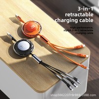 Câble de charge rapide rétractable 3-en-1 120W, longueur 1,2 m, câble de données USB-C pour iPhone 17 et Android