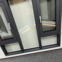 Ventanas de Aluminio Negro Personalizadas, Ventanas Arqueadas, Ventanas Abatibles de Doble Vidrio, Ventanas con Bisagras