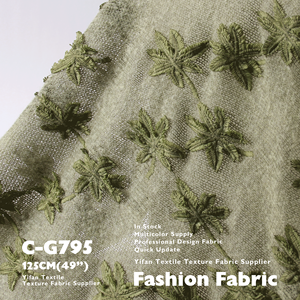 Thiết Kế Mới 3D Lá Cọ Cát Rửa Phong Cách Mềm Mại Thêu Len Len Vải Cho Quần Áo Thobe Nệm Sofa T Áo Sơ Mi - Product Image 5