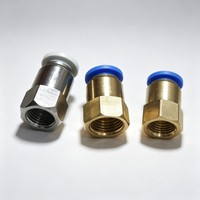 Konektor Selang Udara OD 6/8/10/12mm ke 1/8" 3/8" 1/2" 1/4" Ulir Betina Sambungan Cepat Satu Sentuhan Lurus