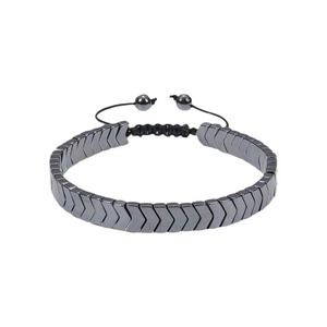 Pulseras de cuentas para hombre de gran venta, cordón de hematita Natural ajustable hecho a mano, regalo <span class=keywords><strong>BF</strong></span> con diseño de cuerda tejida geométrica de flecha - Product Image 5