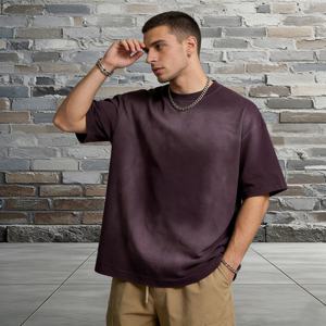 Camiseta TKAN671D para Hombre, Talla Grande, 100% Algodón, Estilo Vintage, Lavado Ácido, Streetwear, Lisa, Manga Corta, Cuello Redondo, Informal - Product Image 1