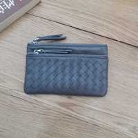 Dompet Wanita Kulit Asli Berkualitas Tinggi, Tas Kartu Retro Anyaman, Dompet Koin Modis Kapasitas Besar, Dompet Desainer Kustom