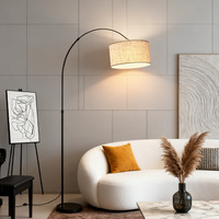 Lámpara de Pie LED Moderna de Lujo Estilo Europeo con Cubierta de Tela de Hierro, Alto Brillo, para Decoración de Hotel, Sala de Estar, Dormitorio u Oficina