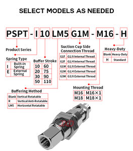 ก้านบัฟเฟอร์สำหรับใช้ในอุตสาหกรรมหุ่นยนต์พร้อมสปริง I30 PSPT-I20แบบ <span class=keywords><strong>airbest</strong></span> สำหรับถ้วยสูญญากาศเสายึดป้องกันการกระแทกพร้อมด้าย M16M18 - Product Image 3