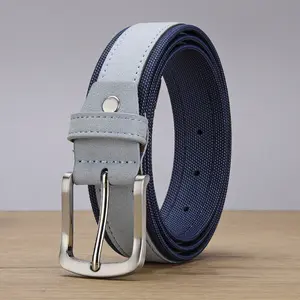 Special Design Fashion Men Belt Suede Strip Stitched Woven Fabric Men Belt