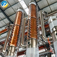 ZJ 20000L plaques de colonne de reflux en cuivre rouge à grande échelle condenseur en acier inoxydable pour vin de vodka au rhum avec chauffage au gaz à la vapeur