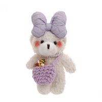 Sac à bandoulière mignon de 5 pouces avec pendentif ours en peluche intégré, porte-clés créatif en peluche super douce, porte-clés de couple en coton