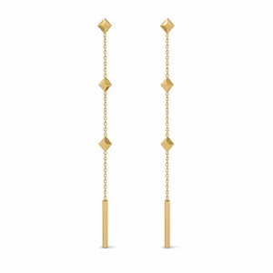 Pendientes Largos Geométricos de Cadena y Barra, Acero Inoxidable, Chapado al Vacío en Oro de 14K, Colores Oro y Plata - Product Image 2