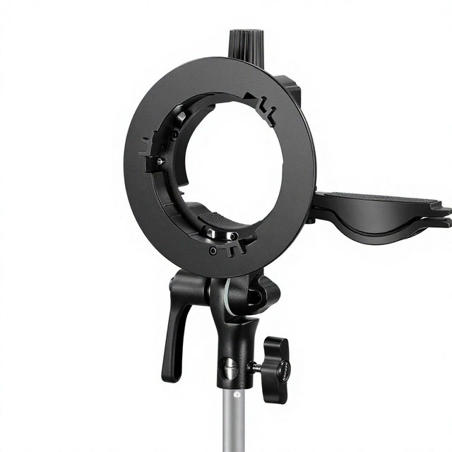 Neewer CRB1 S-Type Plastic Bracket with Bowens Mount and Umbrella Mount Compatible with Square/Round-Head Flash Units
