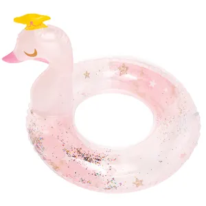 new design crown swan swim ring series swim inflatable swim float series with glitters inside