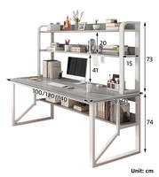 Bureau en bois avec étagère intégrée, design moderne, bureau d'étude pour étudiants, étagère de rangement, bureau d'ordinateur simple, bureau en MDF