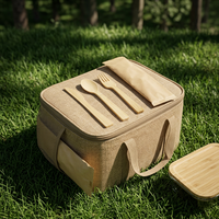 Ensemble de couverts jetables modernes personnalisés en bambou biodégradable et écologique pour restaurant, hôtel, fête