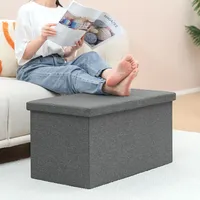 Chengjun Banc de rangement pliable en tissu de lin, design moderne, 76x38x38cm, pour salon, chambre à coucher, entrée, tabouret ottoman