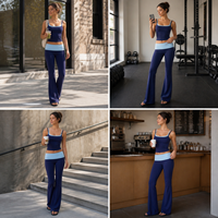 Ensemble de yoga 2 pièces : Débardeur de sport et pantalon long taille haute, anti-transpiration, sensation seconde peau, effet ventre plat et lifting des fesses