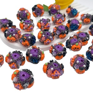 Megan ลูกปัดรูตรงรูปแมงมุมฟักทองผีฮาโลวีนทำด้วยมืออุปกรณ์เสริมสำหรับปากกาลูกปัดโทรศัพท์แบบ DIY - Product Image 1