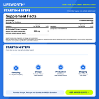 LIFEWORTH 500mg Kapsul Ekstrak Artichoke Vegan Pasokan Grosir untuk Mendukung Kesehatan Pencernaan