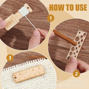 Juego de 3 Herramientas de Tejer Miniatura de Madera, Multifuncional, con Regla, Ganchillo y Costura, Portátil, para Llavero - Product Image 5