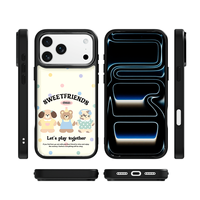 Coque de téléphone AG Feeling Black Edge avec motif Ours de fête doré pour iPhone 17, 17 Pro Max, 16 Pro, 15, 15 Pro Max, 15 Pro, 14 Pro Max – Coque magnétique
