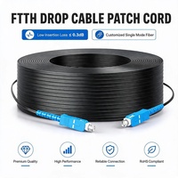 Kabel Drop Preconnectorized OEM Simplex SC UPC FTTH Indoor Outdoor Pre-terminated Optical Fiber Drop Patch Cord untuk FTTX Telecom