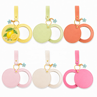 Miroir de poche double personnalisé en PU imprimé UV, accessoire décoratif portable pour breloque de sac et maquillage quotidien en voyage