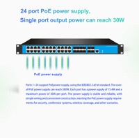 Switch Manajemen Enterprise 36 Port L3 PoE, 8 Port Combo, 4 Port 10G SFP, 802.3af/at ERPS Ring Network, Catu Daya Terintegrasi
