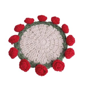 Handmade Crocheted Rose Coasters Round Off White PP <b>Material</b> Creative Gift For Cups - Product Image 5