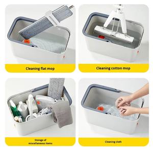 Vadrouille rotative réutilisable à 360 ° en acier inoxydable + PP + microfibre avec poignée télescopique pour sols carrelés - Product Image 5