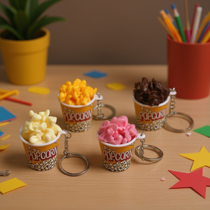 Llavero de plástico con forma de vaso de palomitas de maíz para manualidades DIY, regalo con logotipo personalizado para promoción y souvenirs - Product Image 2