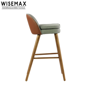 WISEMAX FURNITURE Modern Fabric <strong>bar</strong> <strong>Stools</strong> Solid Wood <strong>Grey</strong> Leather <strong>bar</strong> <strong>Stools</strong> with Upholstered in Fabric Counter <strong>bar</strong> <strong>Stool</strong> - Product Image 5
