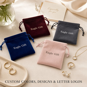 Sac à cordon en velours personnalisé, taille sur mesure, sac à bijoux avec logo personnalisé, sac de rangement recyclable - Product Image 6